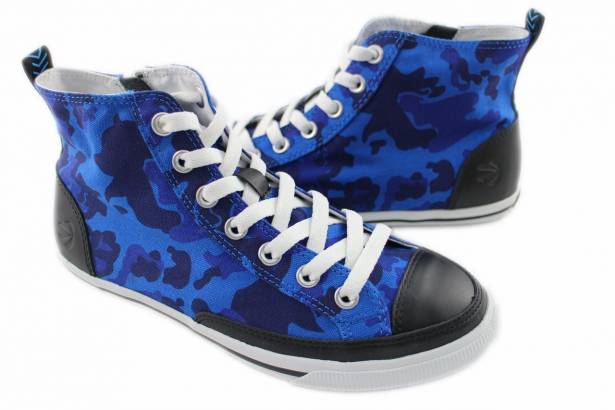 2014春夏新款 Burnetie男款 迷彩高筒帆布鞋(藍色)