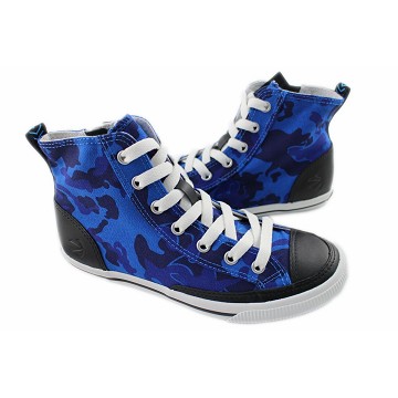 2014春夏新款 Burnetie女款 迷彩高筒帆布鞋(藍色)