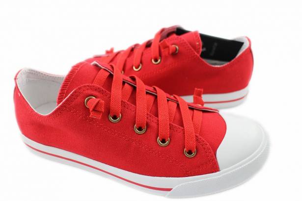 2014春夏新款 Burnetie女款 素色低筒帆布鞋(紅色)