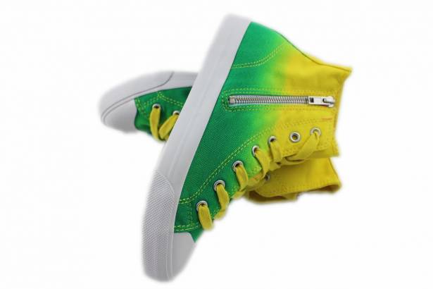 2014春夏新款 Burnetie女款 漸層高筒帆布鞋(黃綠色)