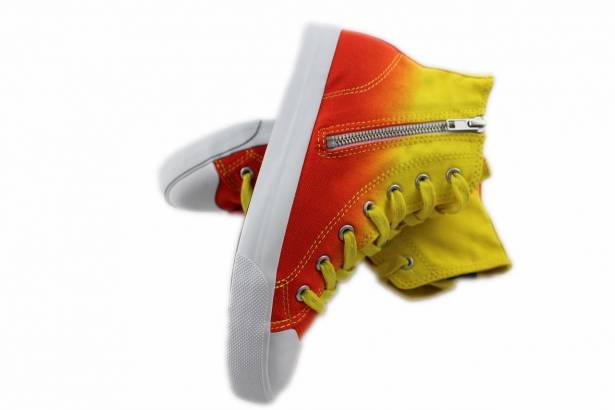 2014春夏新款 Burnetie女款 漸層高筒帆布鞋(黃紅色)