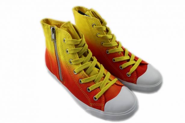 2014春夏新款 Burnetie女款 漸層高筒帆布鞋(黃紅色)