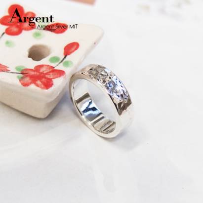 【ARGENT銀飾】造型系列「甜蜜烙印(細.女)6mm」純銀戒指(敲打戒)