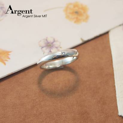 【ARGENT銀飾】美鑽系列「經典(細.3mm)」純銀戒指(版寬3mm)(外圍單鑽)