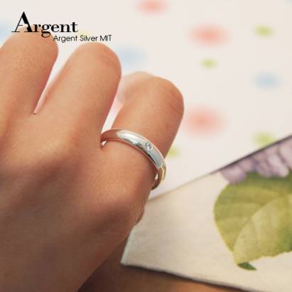 【ARGENT銀飾】美鑽系列「經典(中.4mm)」純銀戒指(版寬4mm)(外圍單鑽)
