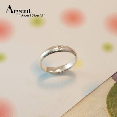 【ARGENT銀飾】美鑽系列「經典(中.4mm)」純銀戒指(版寬4mm)(外圍單鑽)