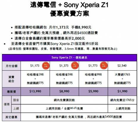 Sony Xperia Z1 宣布全面開賣，四家電信業者方案出爐(補充早鳥活動資訊)