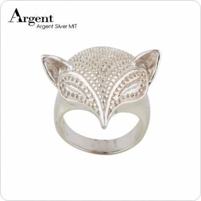 【ARGENT銀飾】動物系列「銀狐(無染黑款)」純銀戒指 純銀亮面拋光