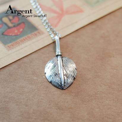 【ARGENT銀飾】造型系列「羽葉」純銀項鍊(染黑款)