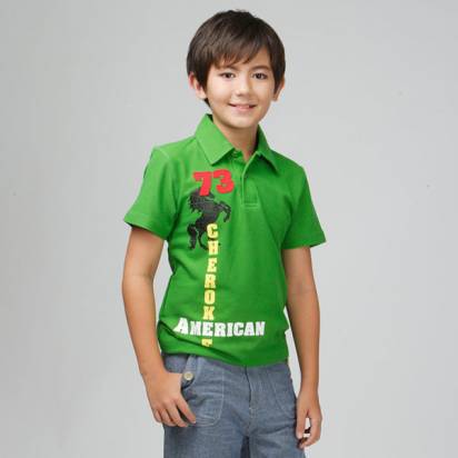 CHEROKEE  男童數字貼布繡POLO衫 (草綠)