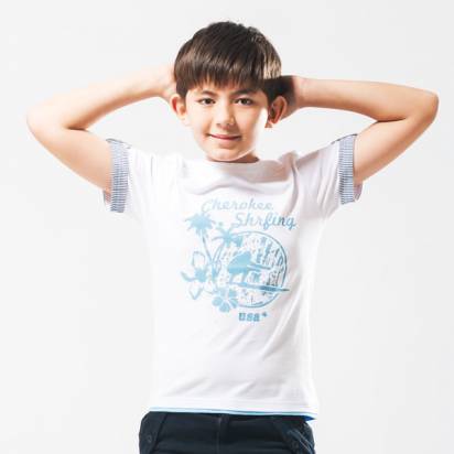 CHEROKEE  男童衝浪印花T恤 (白)