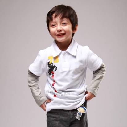 CHEROKEE  男童數字貼布繡POLO衫 (白)