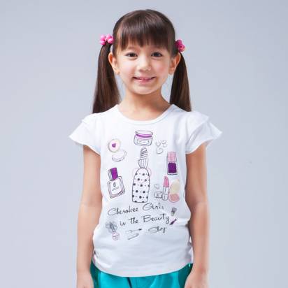 CHEROKEE  女童飛袖化妝品印花T恤 (漂白)