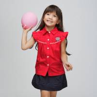 CHEROKEE 女童短袖襯衫 紅