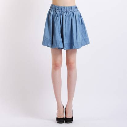 CHEROKEE  女式水洗束腰牛仔短裙 (深仔藍)