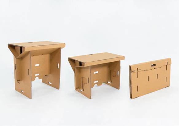 桌面可調整高低的攜帶式摺疊紙桌 Refold