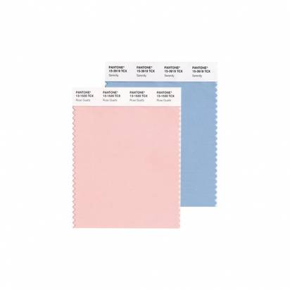 Pantone 2016 年度色，今年有兩色「玫瑰石英粉紅」、「寧靜粉藍」