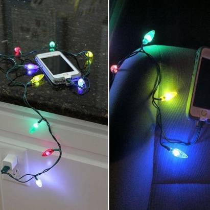 超級有聖誕節氣氛的聖誕燈飾充電線！