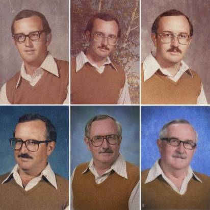 超強的堅持，體育老師穿同一套衣服拍攝校刊照片 40 年