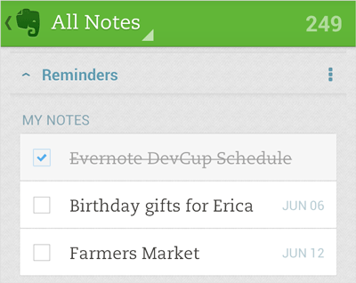 Evernote 的「提醒功能」正式登陸 Android！