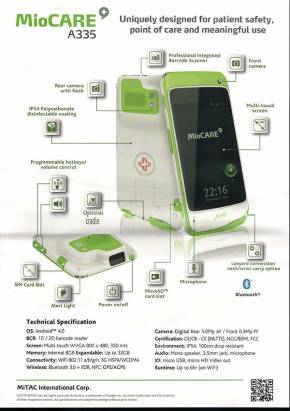 Computex 2013：Mio 的客製化醫院用 Android 平板 MioCARE A335